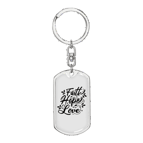 Hope Love Christian Stainless Steel or 18k Gold Premium Swivel Dog Tag Keychain