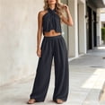 thumbnail image 5 of 2 Piece Outfit Sets for Women Plus Size 2026 Summer Fashion Solid-Color Sleeveless Top Pocket Elastic Waist Pants Outfit Sets, 5 of 8