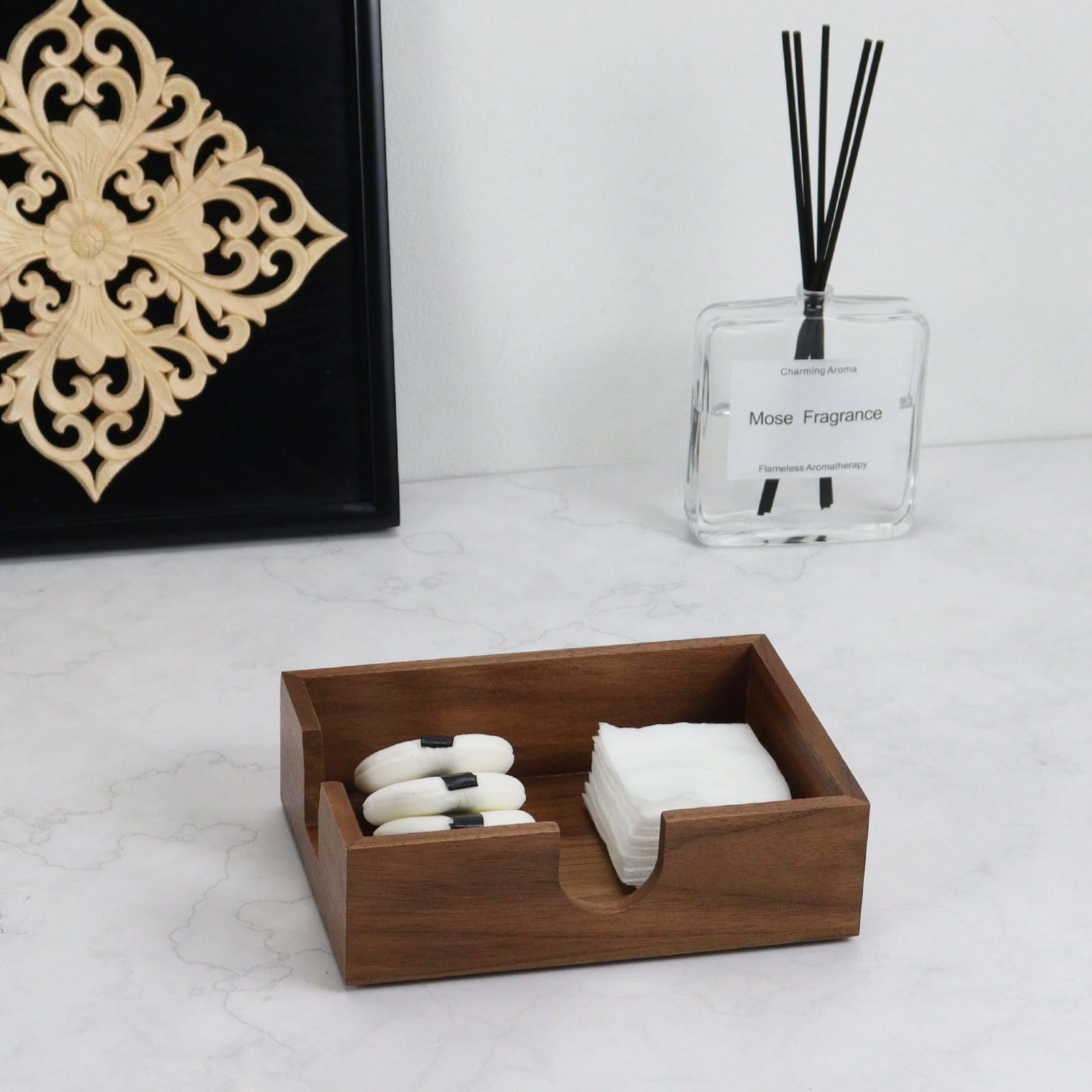 Multibey Walnut Sticky Note Holder - Durable Wood Desk Organizer for Home, Office & Study, Stylish Adhesive Note Stand for Daily Notes, Reminders & Decor
