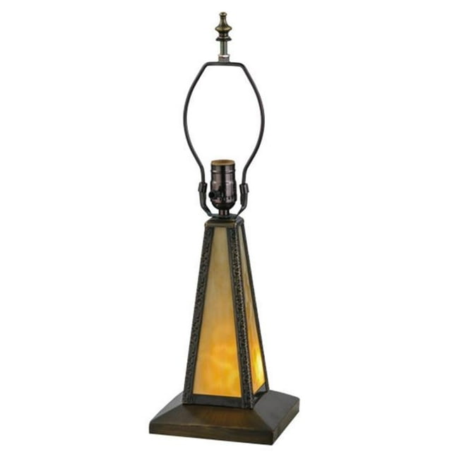 Meyda 13424 11 in. Mission Lighted Base Table Lamp, Beige