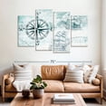 thumbnail image 2 of Elephant Stock Ocean Compass Wall Art - Horizontal Multi Panel Canvas - Living Room Wall Decor - Nautical Multi Panel - Black And Teal Decor - 68" x 42", 2 of 8
