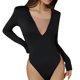 thumbnail image 1 of Elegante mono de manga larga con cuello en V para mujer: muy elástico, se ajusta al cuerpo, con detalles de malla, perfecto para fiestas en la playa y eventos en la costa., 1 of 4