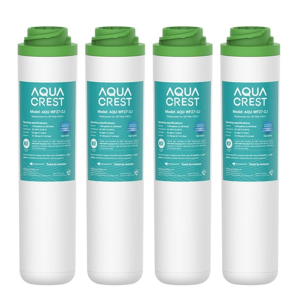 AQUA CREST FQK2J Under Sink Water Filter, Replacement for GE FQK2J, FQK1K, NSF/ANSI 42 372 Certified, 1350 Gallons Dual Flow Drinking Water Replacement Filters (4 Count)