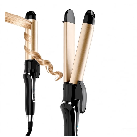 MKZ 1.25 Inch Ceramic Hair Curling Iron, Hair Straightener and Curler 2 in 1, Adjustable Temp 450F, Dual Voltage, Anti-Tangle Barrel