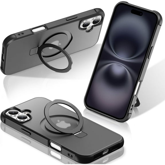 REQO Magnetic Stand Ring Compatible with iPhone 16e Case [Military Grade Drop tection][Compatible with Mag-Safe] Kickstand Slim Matte Case for iPhone 16e Phone 6.1"