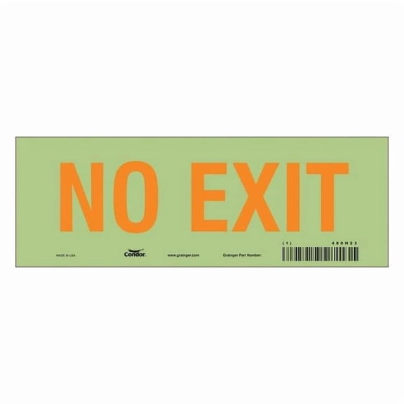 Condor Exit Sign, Vinyl, 10" W, 3-1/2" H, No Exit, White 480H23