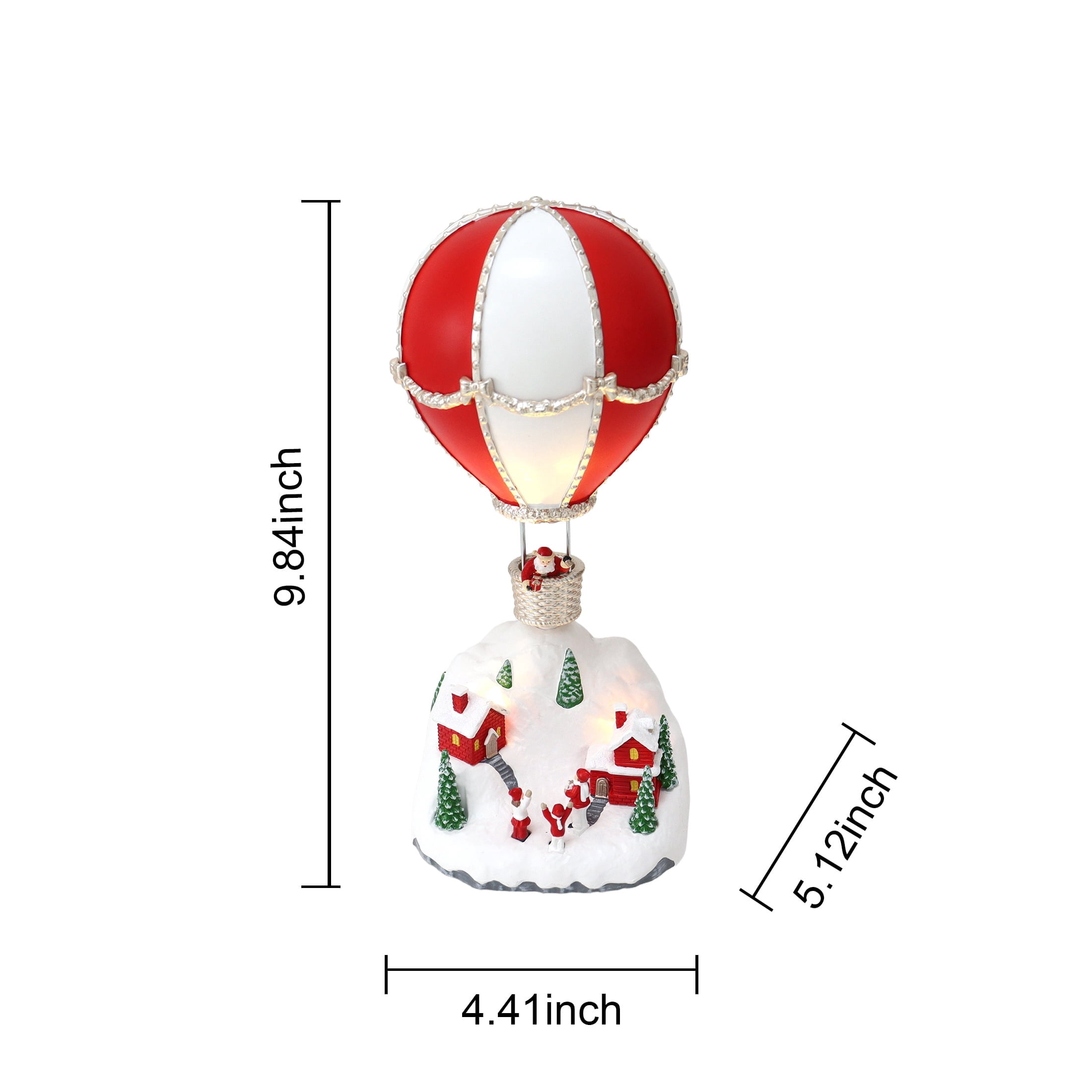 Light-Up and Musical Animated Hot Air Balloon Christmas Village Decoration, Multicolor, 10", by Holiday Time