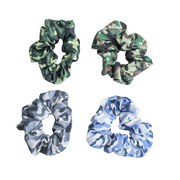 Camo/Camouflage Hair Scrunchies 4 Pack Cotton Elastic Hair Bands Scrunchy Hair Ties Ropes Scrunchie for Women or Girls Hair Accessories