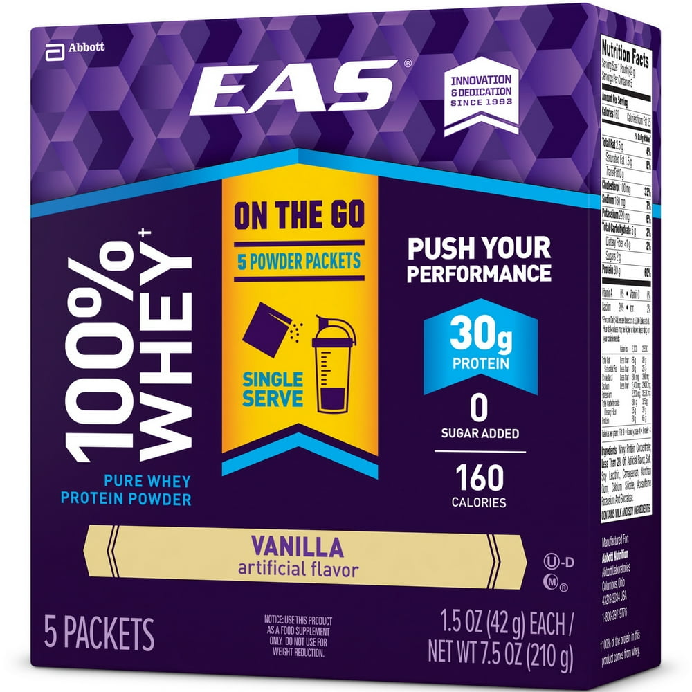 EAS 100 Whey Protein Powder, Vanilla, 30g Protein, 5 Ct
