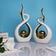 thumbnail image 3 of Decoración del hogar, arte abstracto moderno, estatua de cerámica, decoraciones de mesa para comedor, sala de estar, oficina, centro de mesa (blanco y dorado, pequeño, un par), 3 of 5
