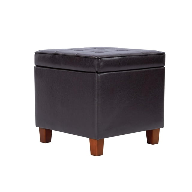Ottoman HomePop de cuero sintético capitoné marrón 45 x 45 x 45 cm
