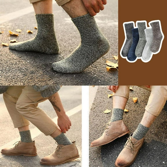 5 Pairs Plus Thick Solid Color Men Wool Socks, Thick Warm Winter Socks, Hiking Socks Soft Casual Socks For Men