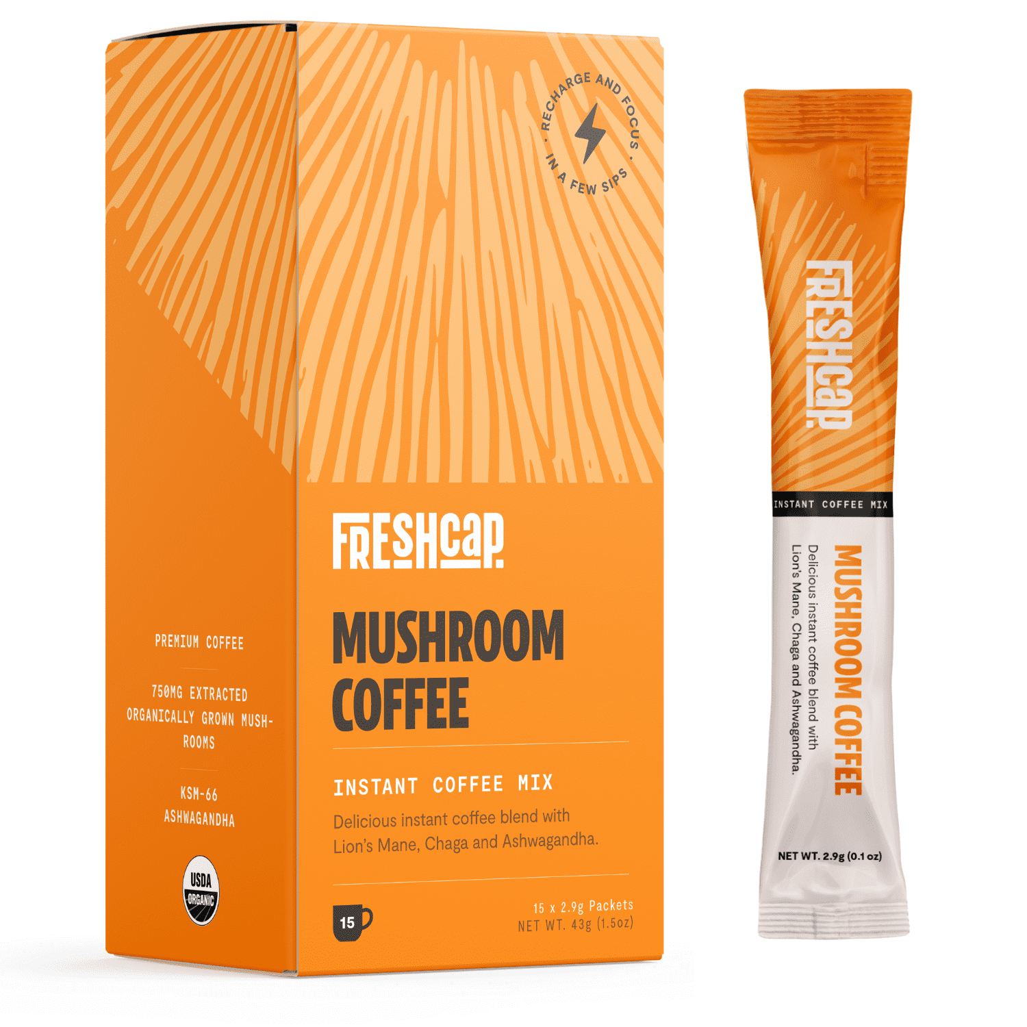 Freshcap Organic Mushroom Coffee 15 Servings Delicious Instant Coffee With Lion S Mane And Chaga Focus Energy And Immune Support Usda Organic Walmart Com<script async src=