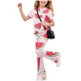 thumbnail image 4 of Kogui Girls 2 Piece Set Teen Girls Clothes Short Sleeve Graphic T-Shirt Top + Pants 2 Piece Outfit Set Size 11-12 (Watermelon Red,11-12 Years), 4 of 8