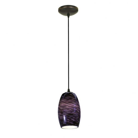Access Lighting Chianti Bronze Cord Pendant with Purple Swirl Shade