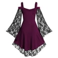 thumbnail image 4 of Womens Halloween Costumes 2024 Cosplay Gothic Dresses Gothic Dresses For Women Cold Shoulder Butterfly Sleeve Lace Halloween Dress, 4 of 5
