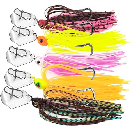 5Pcs Buzz Bait Fishing Bladed Jigs Lures Multicolored Jig Skirts for Bass Trout Walleye 3.15in/0.39oz$$Sport & Recreation Other