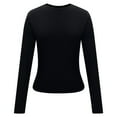 thumbnail image 3 of Women's Plus Size Base Layer Shirt Solid Casual Long Sleeve Tops Tight Slim Crewneck Basic T Shirts, 3 of 5