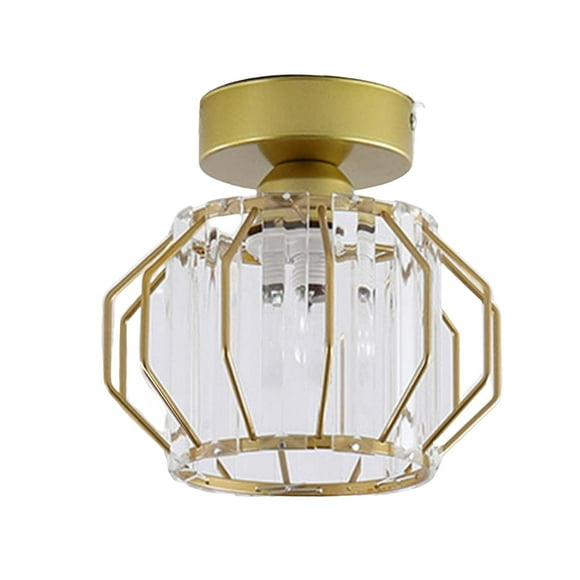 Modern Crystal Ceiling Light Decorative Metal Caged E27 Base Ceiling Lamp Cover C