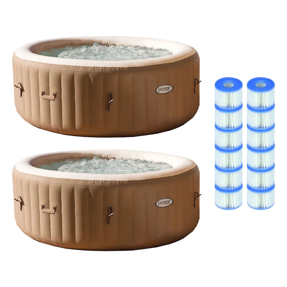 Intex PureSpa 4Person Inflatable Hot Tub (2 Pack) & S1 Filters (12