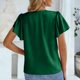 thumbnail image 4 of TaTaai Women's V-neck short sleeve top, solid color, ruffled sleeve design, casual stylish, soft breathable fabric, pullover style, ideal for daily outings & brunch dates Gift, 4 of 7