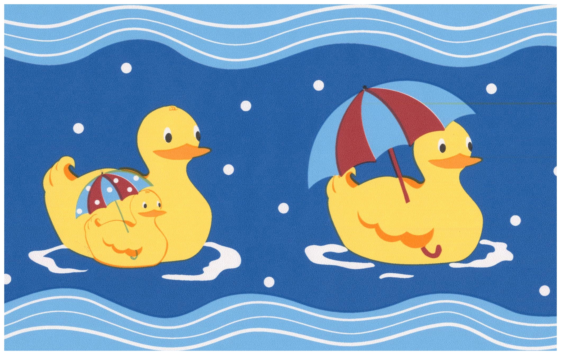 Prepasted Wall Border Rubber Ducks Blue Wallpaper Border Retro Design
