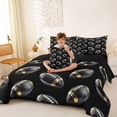 thumbnail image 3 of Manfei Boys Rugby Twin Bedding, Sports Game Bedding Comforter Set, Black Gold Cream, Black Reversible 7pcs, 3 of 6