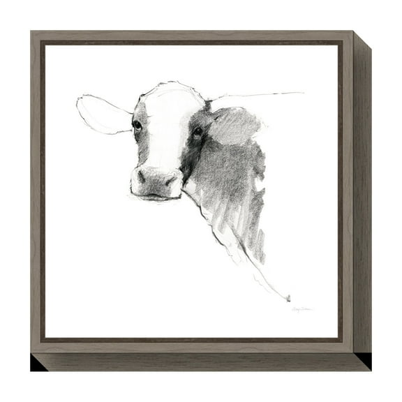 Amanti Art Cow II Dark Square Framed Wall Art
