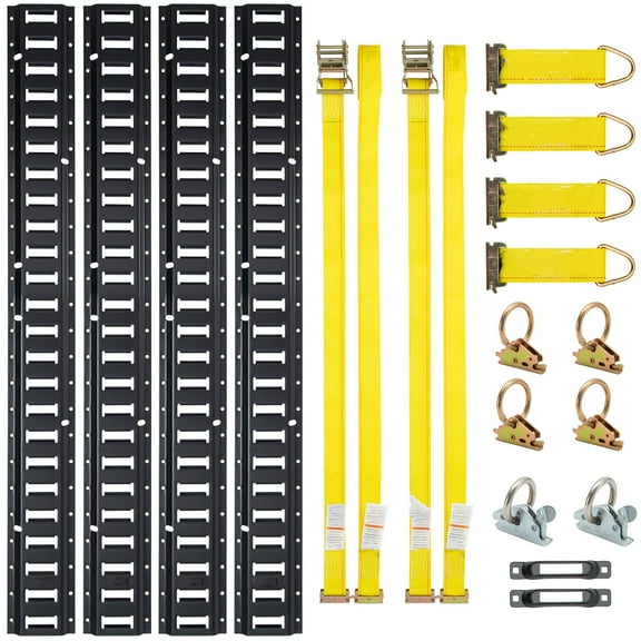 VEVOR E-Track Tie Down Rail Kit 18PCs 5' E Track Rails Enclosed Cargo Trailer