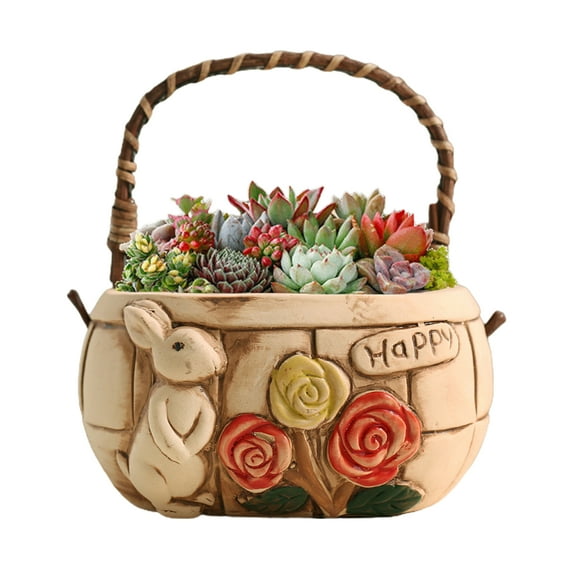 Creative Rabbit Shaped Breathable Plant Flowerpot Succulent Plant Flowerpot With Handle