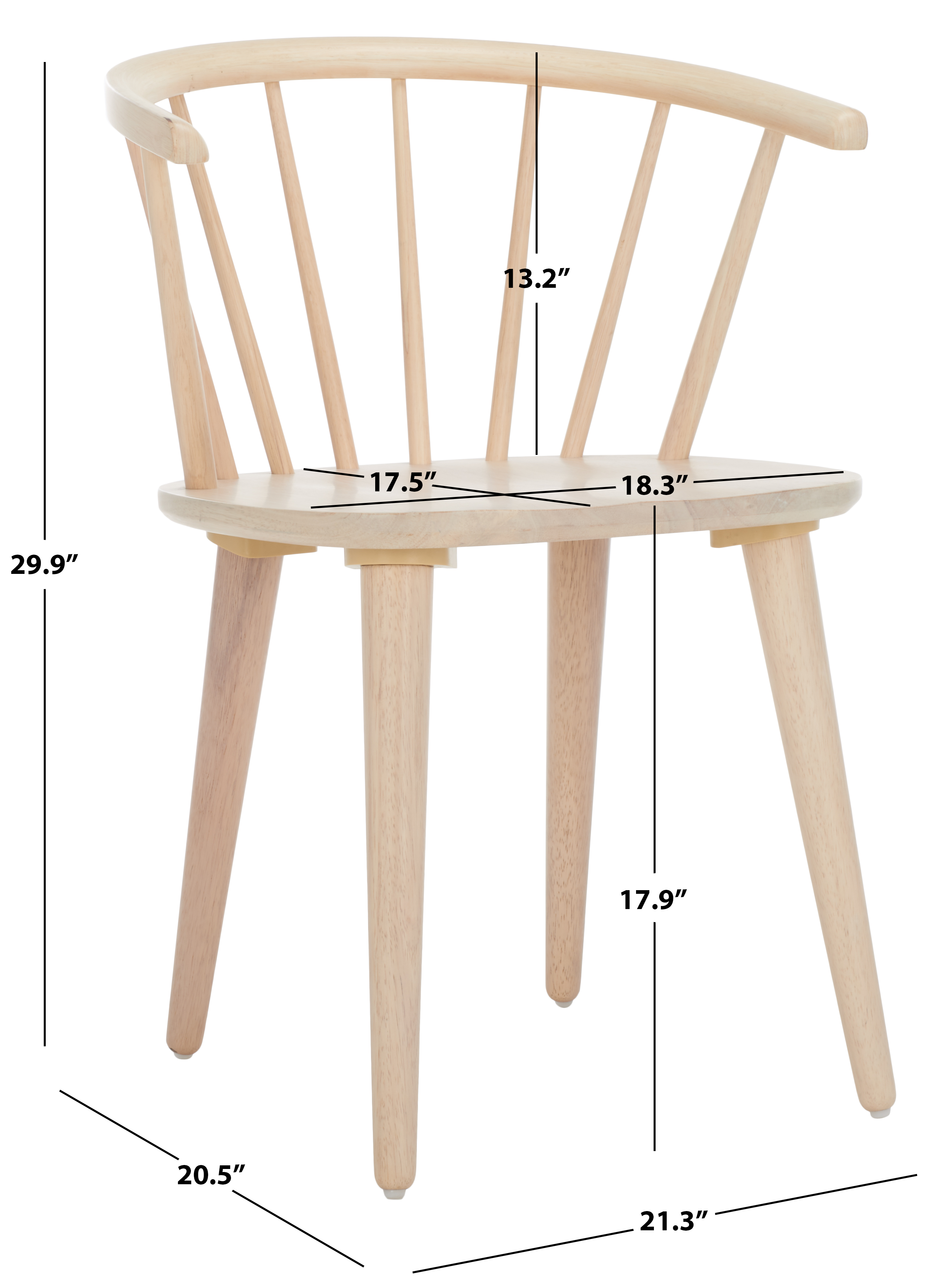 Safavieh Blanchard Scandinavian Wood Dining Side Chairs, White Wash (Set of 2)