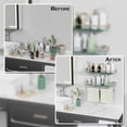thumbnail image 4 of 24-Inch Modern Wall-Mounted Bathroom Glass Shelf with 1 Shelf, Brushed Nickel, 1 Towel Bar, 45 lbs Weight Capacity, 4 of 8