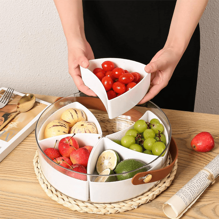 Party Platter Food Tray w/ Handle 5 Grid Snackle Box Charcuterie Container