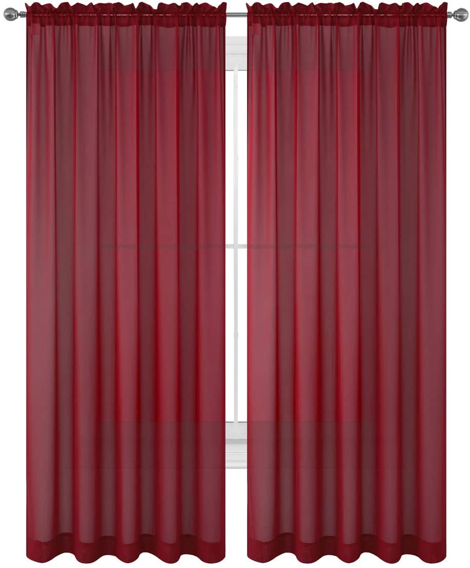 Burgundy Drape/Panels/Scarves/Treatment Beautiful Sheer Voile Window