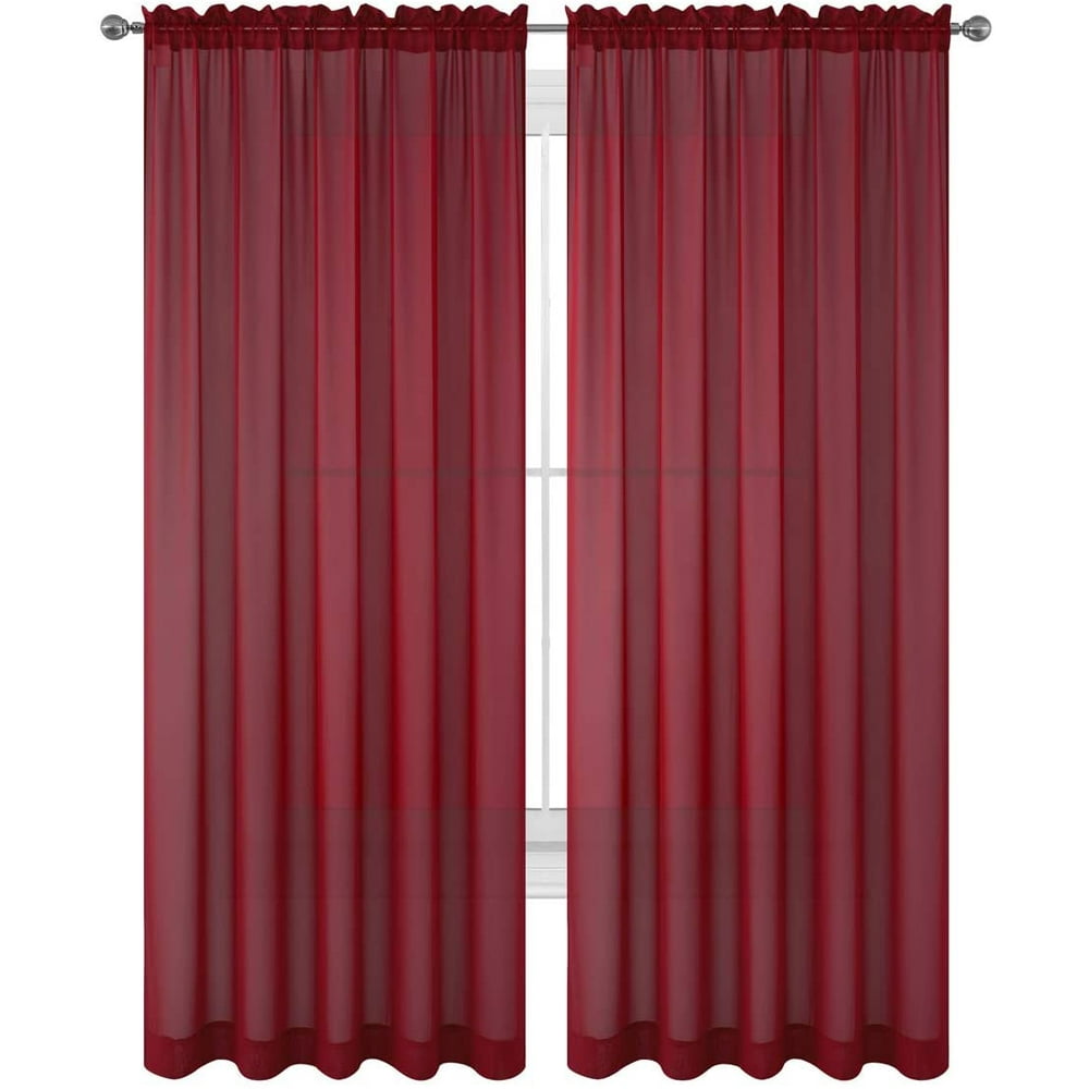 Burgundy Drape/Panels/Scarves/Treatment Beautiful Sheer Voile Window