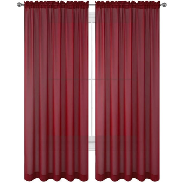 Burgundy Drape/Panels/Scarves/Treatment Beautiful Sheer Voile Window