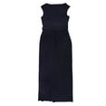 thumbnail image 2 of Vestido largo Ralph Lauren para mujer con abertura cuello barco azul marino 8, 2 of 2