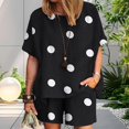thumbnail image 3 of ZenCart Women's Summer Two Piece Outfit Dot Print Round Neck Short Sleeve Top Wide Leg Shorts Set Casual Loungewear Matching Suit, 3 of 7
