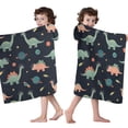 thumbnail image 4 of Dark Blue Dinosaurs Space Pattern Hooded Bath Towel，50"x30" for Ages 3 To 12 Kids, Quick Dry Lightweight Soft Microfiber Hood Beach Towel Cover Up for Kids, 4 of 7