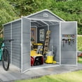 thumbnail image 2 of Lofka 8x6 ft Outdoor Storage Shed, Resin Garden Shed with Lockable Door & Floor, Waterproof Tool Shed with Window & Steel Frame for Backyard, 2 of 11