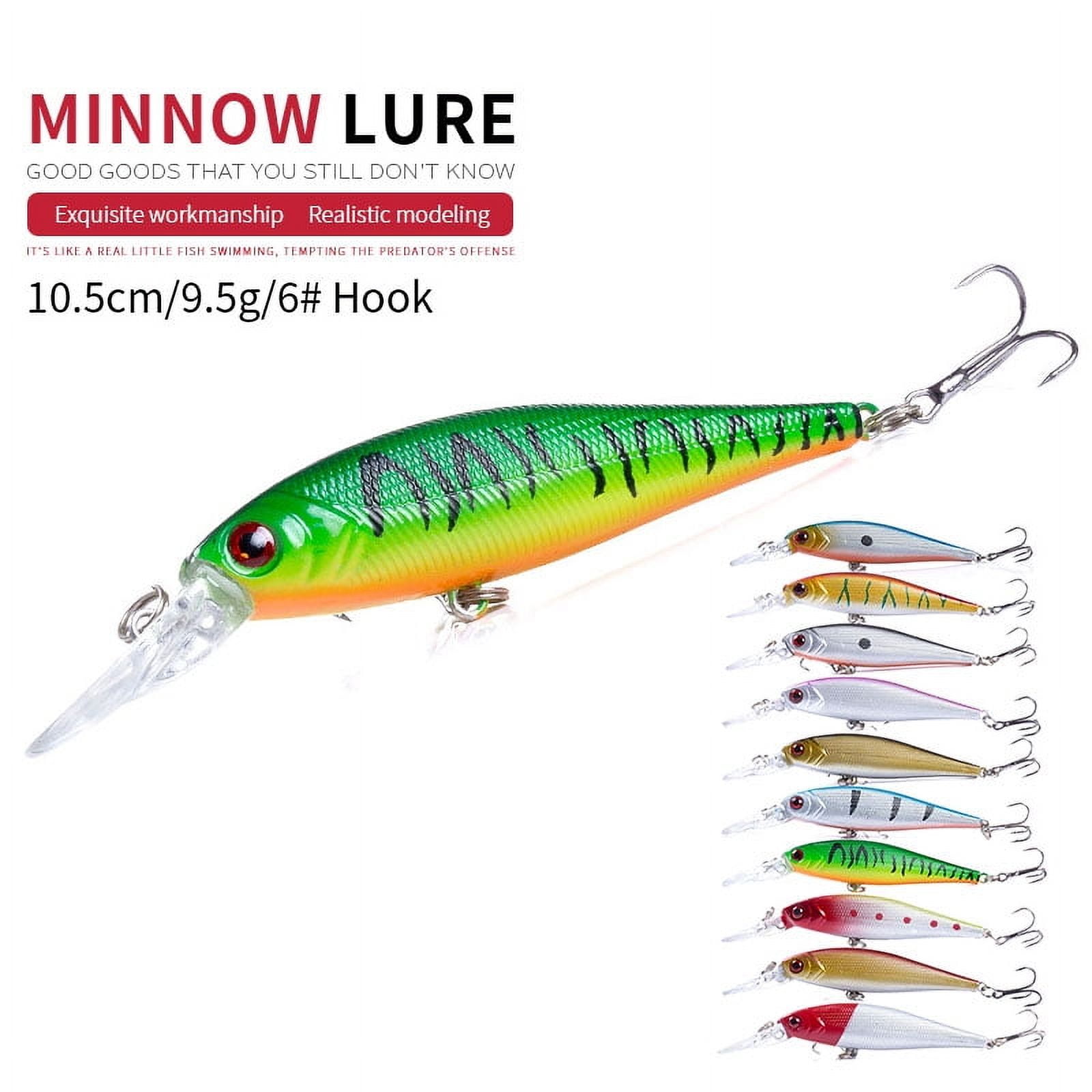HENGJIA Minnow Bass Fishing Lures, Large Jerkbait Lure Set Hard Baits Deep Diving Crankbait for Catfish Walleye Trout Fishing Bait 10Pcs/kit