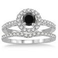 thumbnail image 2 of 1.5 Carat Black Diamond Antique Floral Halo Bridal set on 10k White Gold, 2 of 2