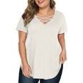 thumbnail image 2 of ZKCCNUK Summer Tops for Women Tops Short Sleeve Summer T-Shirts Curved Hem Casual Fashion Shirts, 2 of 7
