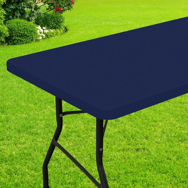 Mantel Smiry, impermeable, elástico, ajustado, para mesa de 8 pies, azul marino