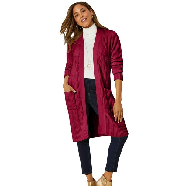 Jessica London Women S Plus Size Cable Duster Sweater Long Cardigan 14 16 Rich Burgundy Red Walmart Com Jessica London Women S Plus Size Cable Duster Sweater Long Cardigan 14 16 Rich Burgundy Red Walmart Com