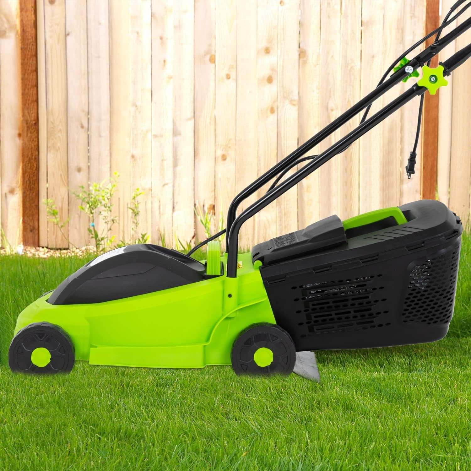 XF XINFENG Electric Lawn Mower Grass Cutter, Corded 12 Amp, 13-Inch Dethatcher with Collection Box, Automatic Trimmer for Garden
