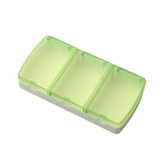 Farfi Pill Dispenser Transparent Lid Multifunctional Moisture-proof Dust-proof 3-Grid Storage Box Portable Pill Box Case Jewelry Capsule Container Household Supplies (Green)