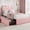 Light pink, variant on Modern Beige Boucle Platform Bed with Integrated Storage – Features Headboard Bookshelf & 2 Drawers, No Box Spring Required, Quiet & Easy to Assemble