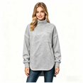 thumbnail image 2 of Women's Turtleneck Oversized Sweatshirt, Long Sleeve Fall Winter Casual Sweatshirt with Chest Pocket and Side Slit, Women's ,Size S-2XL, 2 of 4