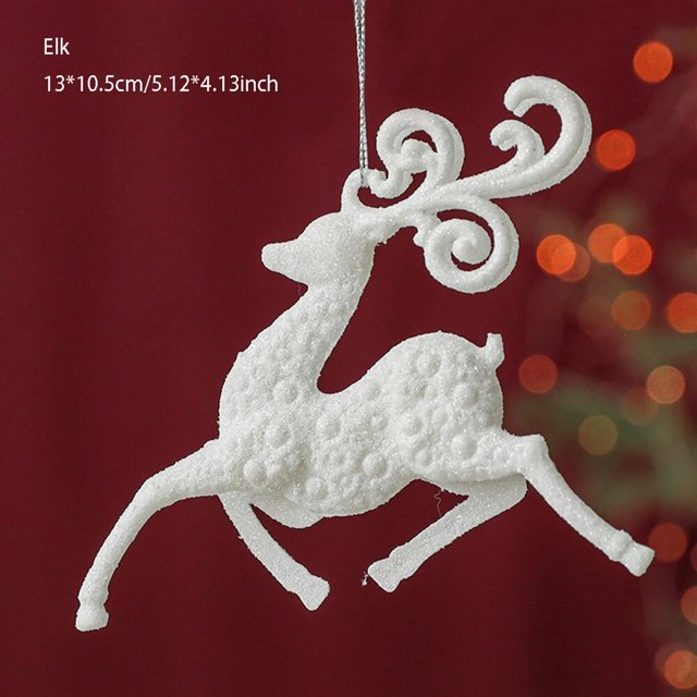 Adornos colgantes para árbol de Navidad, adornos de alce blanco, copo de nieve, decoración colgante para el hogar, decoración de fiesta de año nuevo, 2022